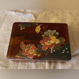 Vintage Floral Japanese Lacquered Jewelry Box